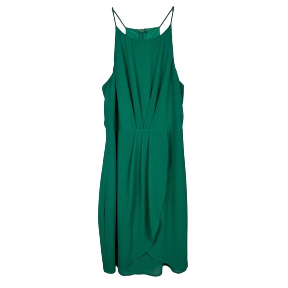 Lulus Teal Skater Dress Size Medium Best Wishes Halter Neck Tulip Skirt Overlay - Picture 3 of 13